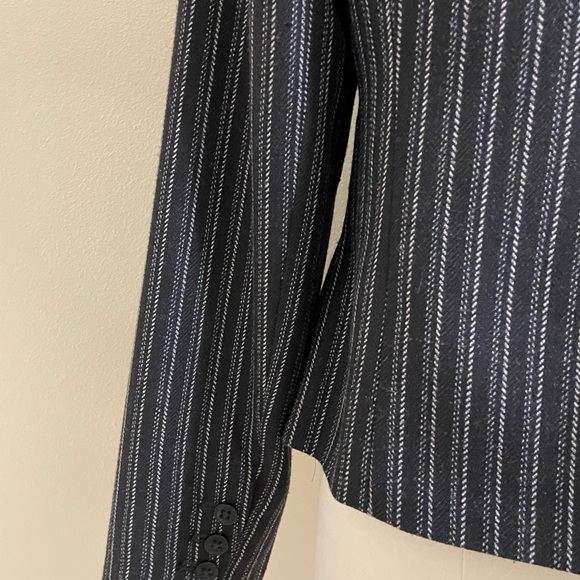 CABI Black and White Striped Fitted Blazer Leopard Print Lined - Picture 10 of 15